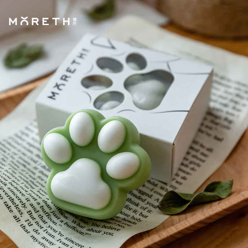 45G Cute Cat Paw Handmade Soap Plants Essential Oils Hydrating Moisturizing Facial Cleansing Oil Control Soap Bath Soap Gift