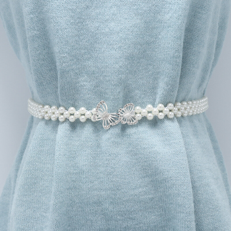 Elegante cintura con perle strass cintura in finta perla cintura da sposa in cristallo cintura elastica da sposa accessori per ragazze femminili
