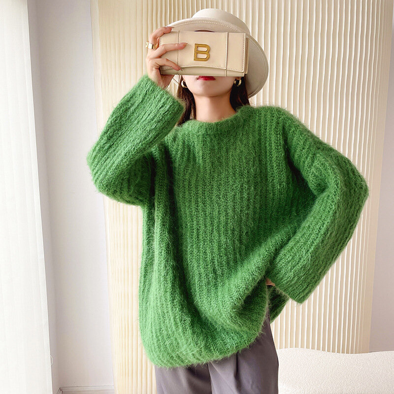 Осенне-зимний новый суперплотный теплый Свободный пуловер из мохера женский свитер Traf Корейская Новинка Весна 2022 женский топ одежда
