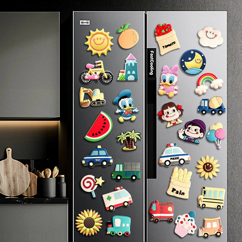 Cartoon PVC Fridge Magnets Sets for Kids Babies Creative Animals Decorative Magnetic Magnets Refrigerator Decor Children Toys