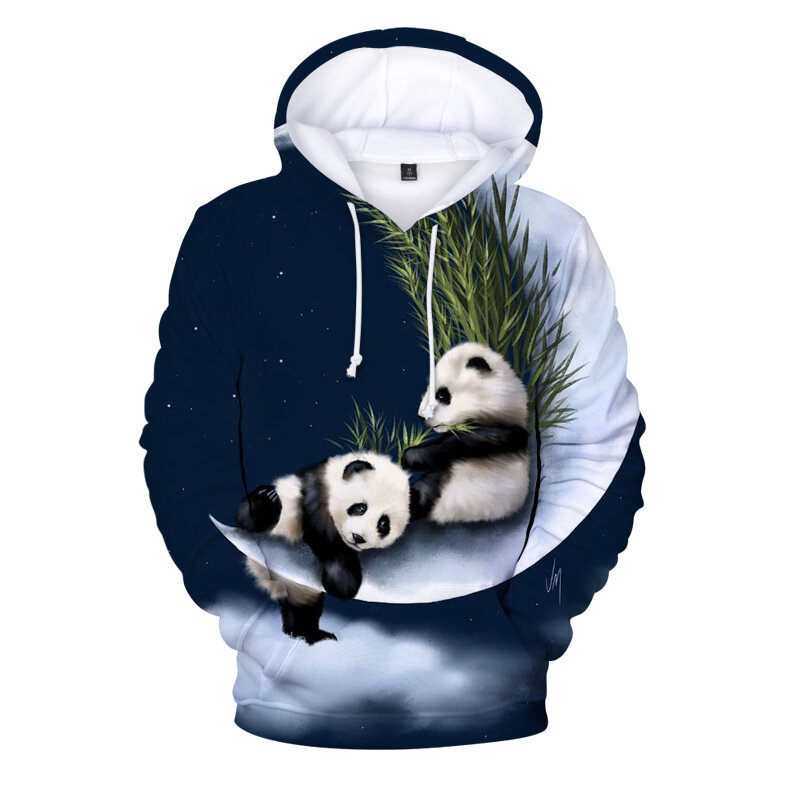 3D Panda พิมพ์ขนาดใหญ่ Hoodies ผู้หญิงผู้ชายสัตว์ Casual ยาวแขนเสื้อหลวมหญิง Harajuku Street Sweatshirt เสื้อผ้า