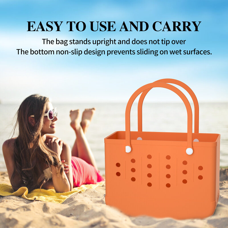 New Fashion Outdoor Hollow Silicone Large EVA Beach Bag Summer Women EVA Basket Women Outdoor Travel Handbag Storage Bag