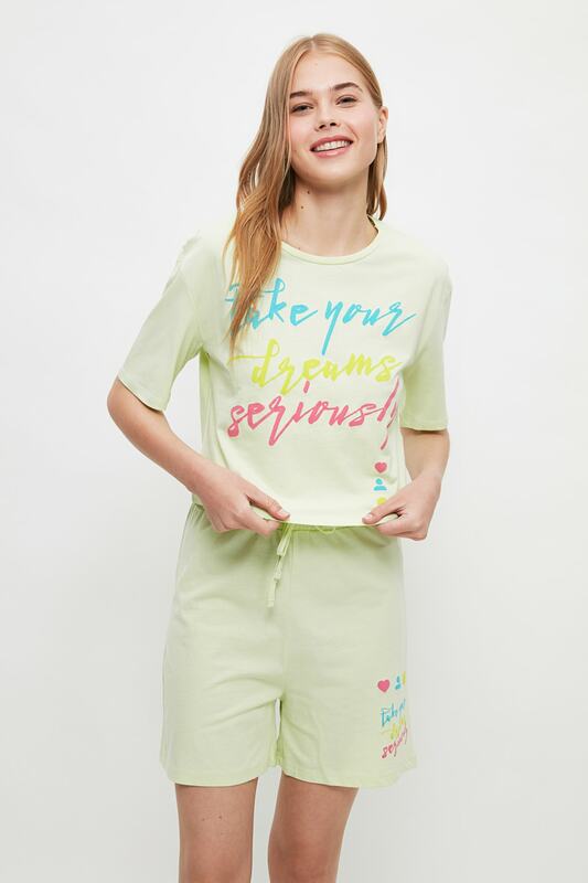 Trendguia tagline conjunto de pijamas de malha personalizado