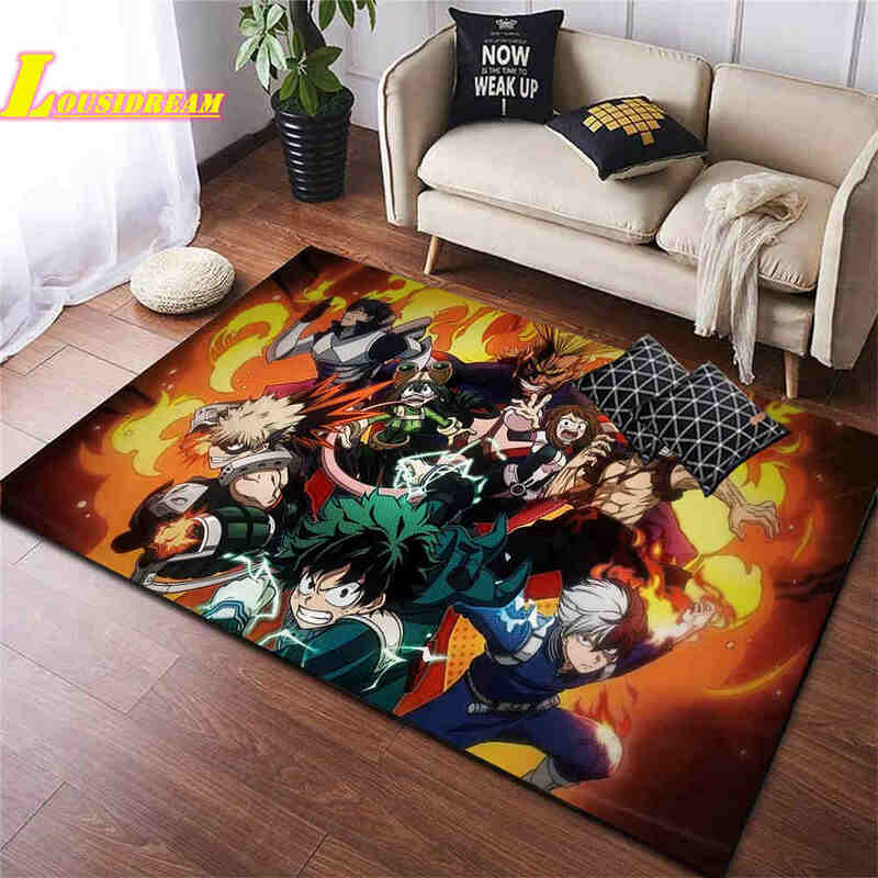 My Hero Academia Rug Japanese Manga Multi Size Large Area Rug 3D Graphic Rug Living Room Flannel Non-Slip Floor Rug Office Gifts