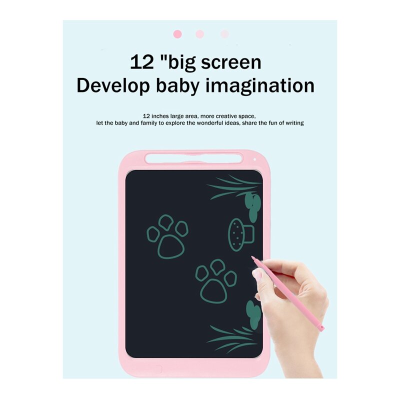 12 بوصة LCD الكتابة اللوحي الكتابة على الجدران الإلكترونية لوحة الرسم الاطفال ألعاب تعليمية الوردي