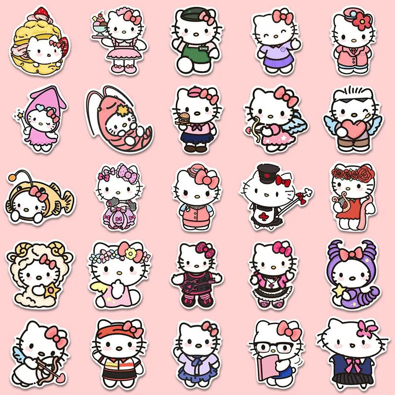 Sanrio Anime Hello Kitty Adesivos, Decalques Dos Desenhos Animados Kawaii, Decoração Engraçada Etiqueta, Laptop, Telefone, Mala, Brinquedo Infantil, Bonito, 10 Pcs, 30 Pcs, 54Pcs
