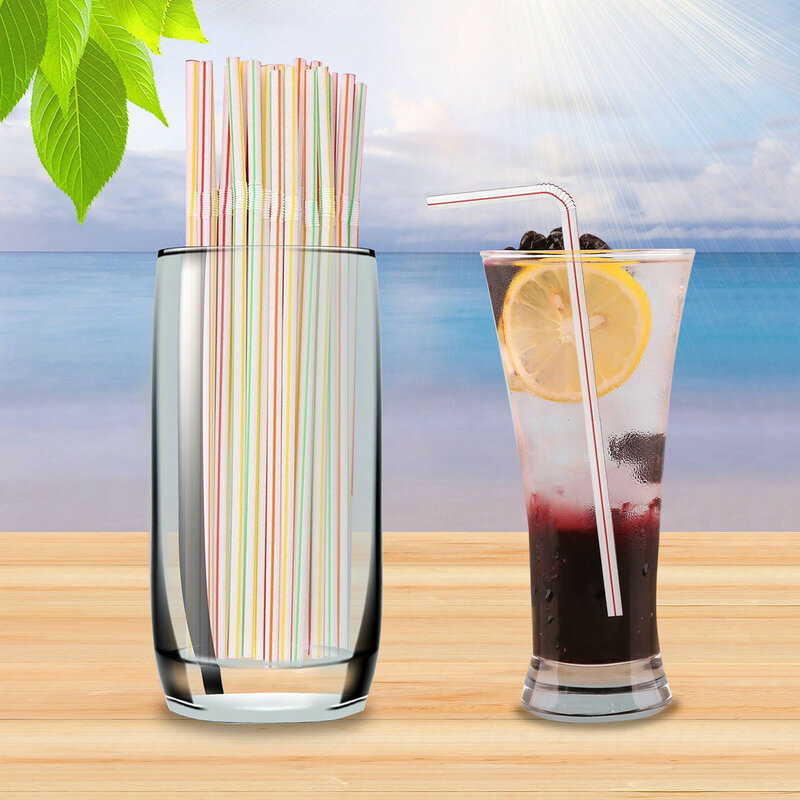 100Pcs Kleurrijke Wegwerp Rietjes Drinken Elleboog Plastic Voor Keuken Drank Accessoires Party Cocktail Disposables Rietje