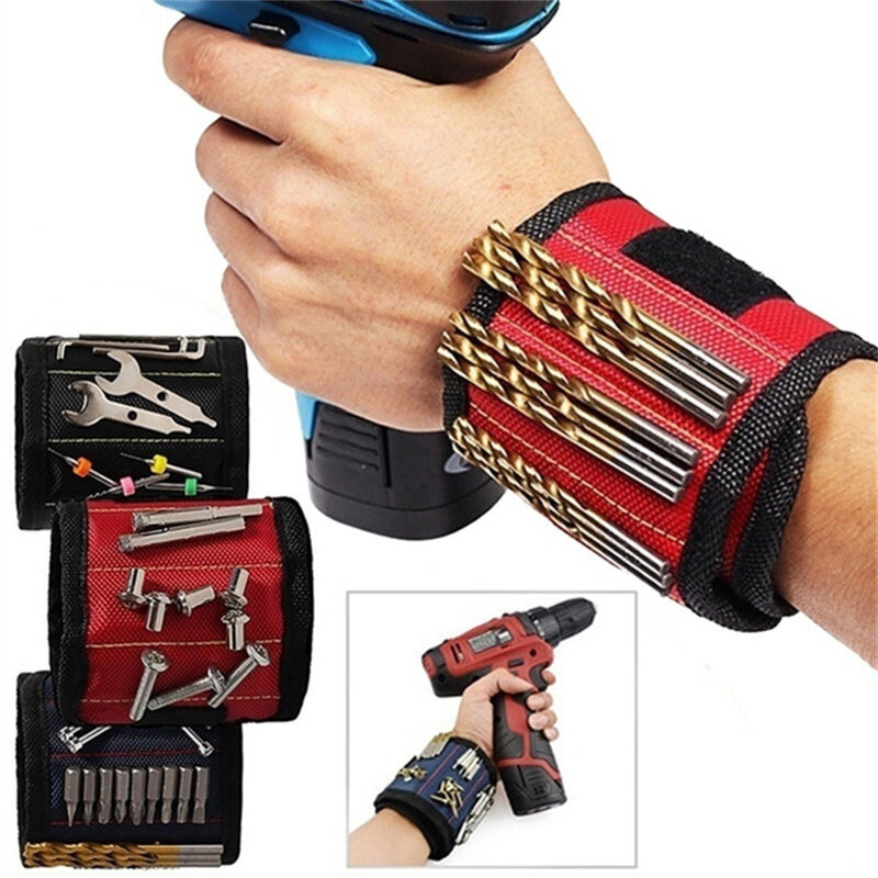 Wielofunkcyjna opaska magnetyczna na nadgarstek torba na narzędzia pas z silne magnesy do mocowania śrub wiertła bransoletka na rękę