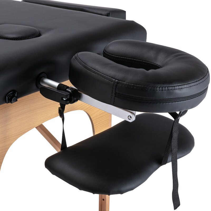 Mesa de masaje portátil de espuma de memoria YG HengMing, 2 secciones de madera, 28 pulgadas de ancho, mesa de masaje plegable ajustable, Spa de cuero PU
