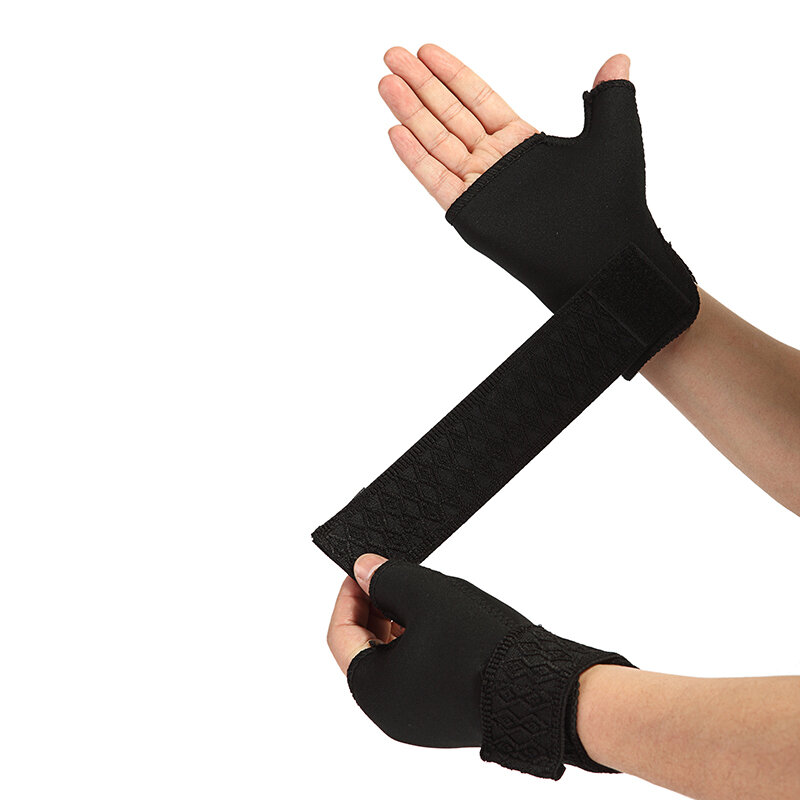 1 pasang sarung tangan penyangga telapak tangan elastis penjepit Arthritis pergelangan tangan lengan olahraga Gym RR kawat gigi & penopang