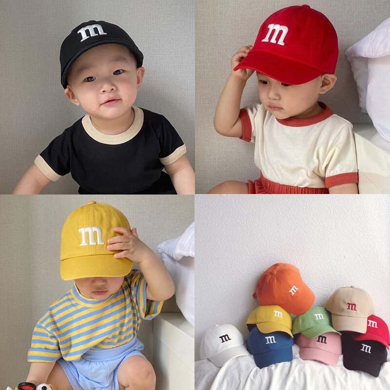 Детская шапка для мальчиков и девочек, Кепка с вышивкой и надписью, модная однотонная Повседневная Бейсболка с куполой для улицы