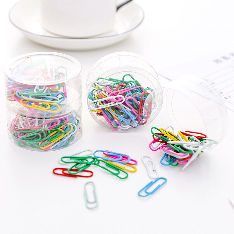 50pcs/box Rainbow Colored Paper Clip Metal Clips Memo Clip Bookmarks Stationery Office Accessories School Supplies