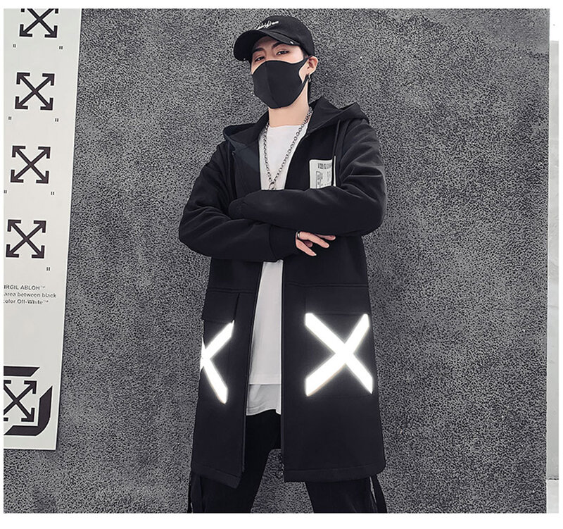 2022 Lente Herfst Mannen Hooded Jassen Print Harajuku Windjack Lint Overjas Mannelijke Toevallige Uitloper Hip Hop Streetwear Jassen
