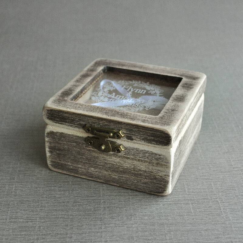 Коробка для колец на заказ, деревянная коробка для колец в деревенском стиле, Персонализированная Коробка для колец, Свадебный декор в дере...