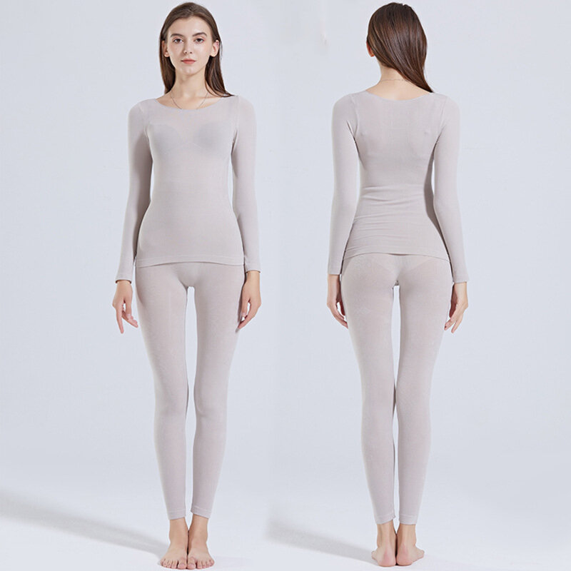 2022 Thermal Underwear Warm Winter High Elasticity Seamless Antibacterial Intimates Sexy Ladies Clothes Long Women Shaped Sets