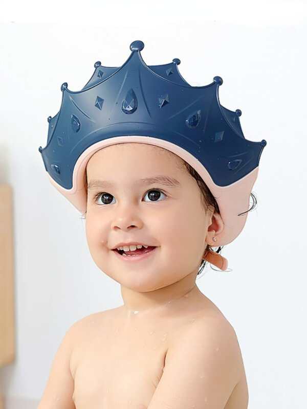 Topi Renang Bayi Dapat Disesuaikan Sampo Mandi Pelindung Mata Kepala Penutup Air Pancuran Perawatan Bayi Topi Mandi Rambut untuk 0-6 Tahun Anak-anak