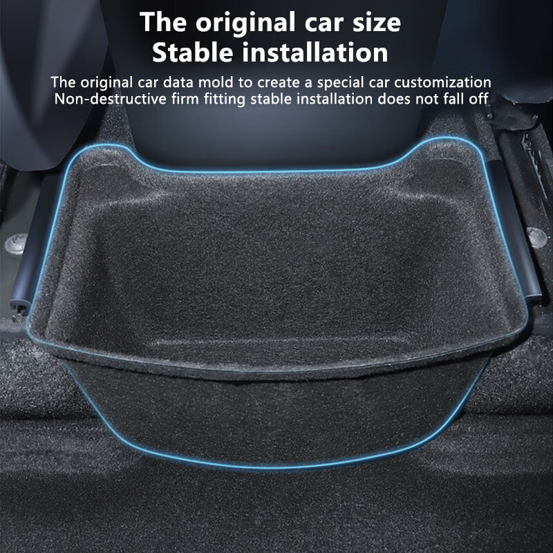Per Tesla Model 3 Y accessori per auto 2021 sotto scatola di immagazzinaggio di controllo centrale organizzatore di stile floccaggio supporto per cassetto della spazzatura