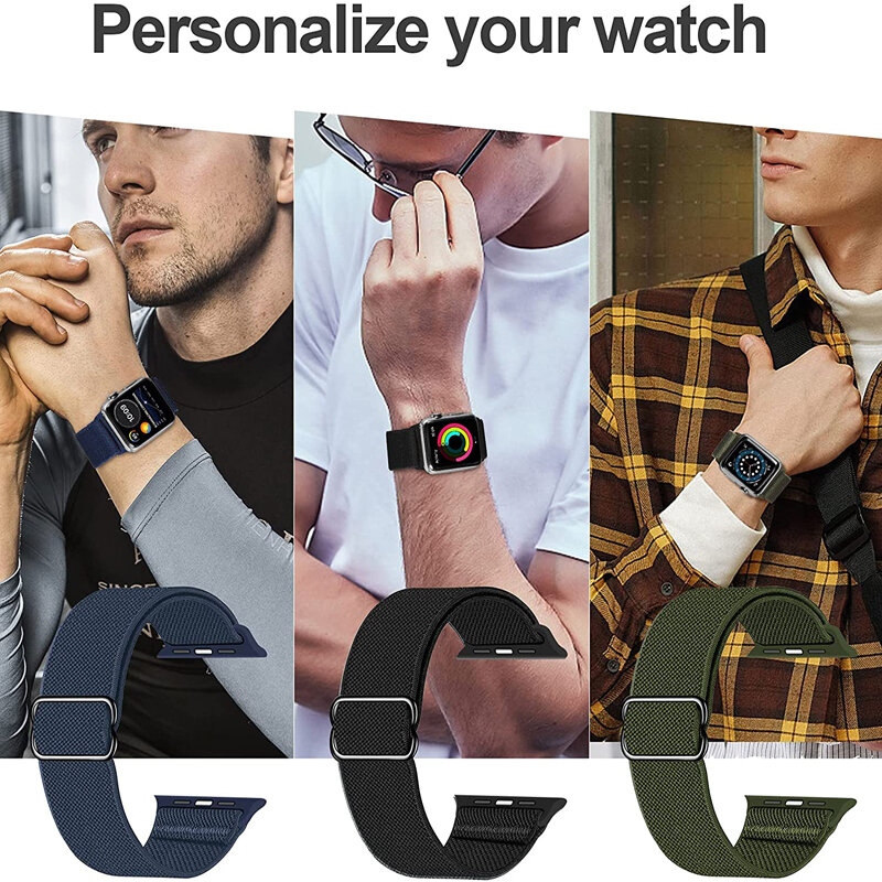 Новый эластичный нейлоновый ремешок для Apple watch, ремешок 45 мм, 41 мм, 38 мм, 42 мм, 40 мм, 44 мм, женский браслет на запястье Iwatch серии 7, 6, 5