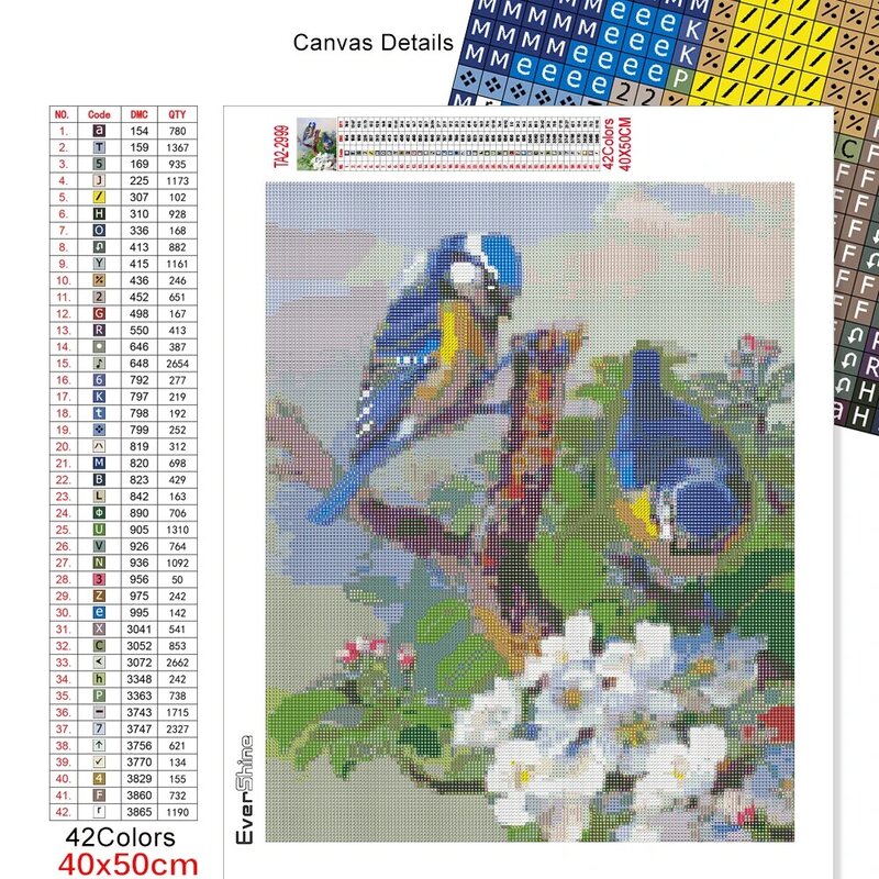 Evershine pełne kwadratowe diamentowe malowanie zwierząt 5D DIY diamentowe hafty ptak obrazek z kryształów górskich mozaika do dekoracji domu Art