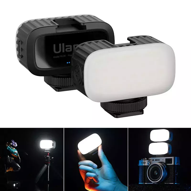 Ulanzi VL28 5500K Mini Đèn LED Video Sạc GoPro Đèn Mod Trên Máy Ánh Sáng Cho Gopro 10 9 8 iPhone 13 12 Pro Max 11 X Xs