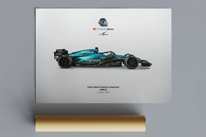 Fórmula 1 Pintura da lona para Home Decor, F1 AMR23, Diego Alonso, Fórmula 1, temporada 2023, Wall Art, imagens, Sala de estar, Presente
