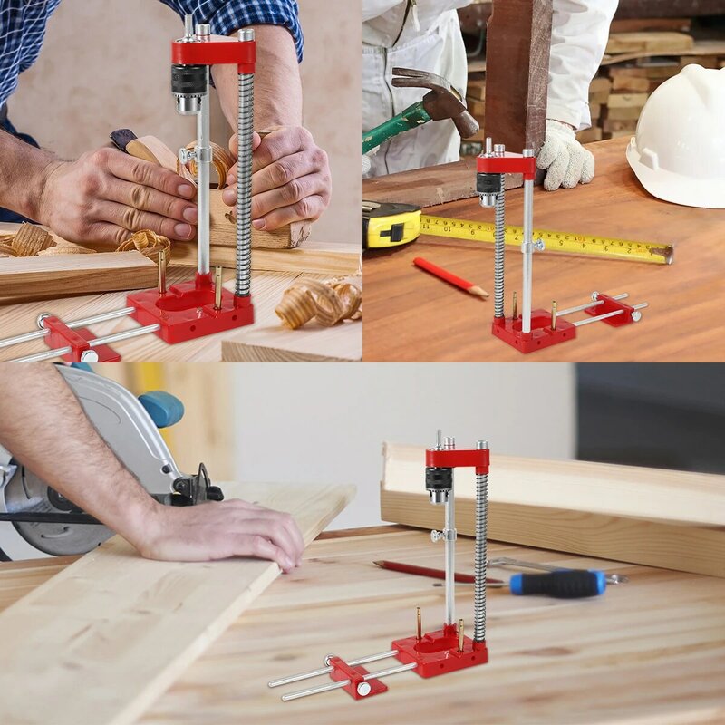 Rot Kunststoff Holzbearbeitung Bohrer Locator Werkzeug Tragbare DIY Genaue Stellungs Bohren Jig Werkzeug Carpenter Locator Bohren Guide
