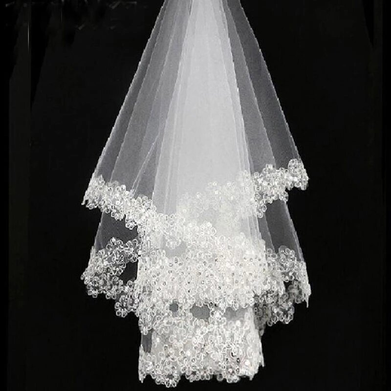 Nova chegada laço branco apliques borda casamento nupcial véus noiva véus acessório de casamento à venda