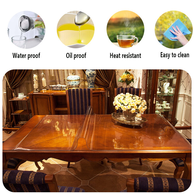Carte de Table transparente Pvc, verre souple, nappe d'huile Flexible pour la protection de Table cartes tapis de sol pour la décoration