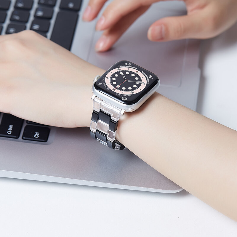 Ремешок полимерный прозрачный для apple watch band 42 мм 40 мм, браслет для смарт-часов iwatch series 7 6 5 4 3 2 1SE 41 мм 45 мм