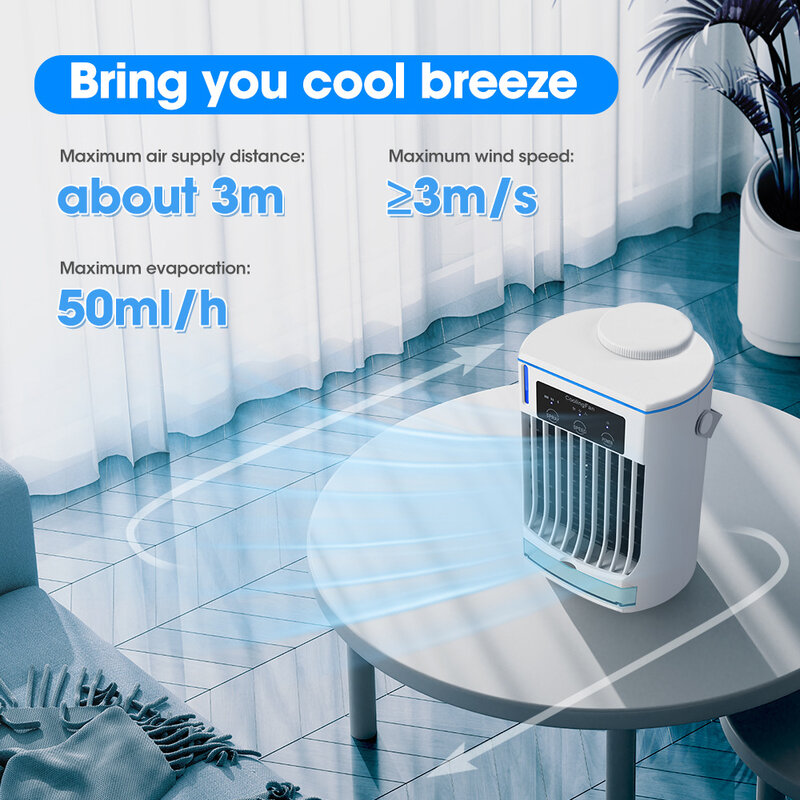 Draagbare Airconditioner Mini Fan Usb Oplaadbare Airconditioning Koeler Luchtkoelventilator Luchtbevochtiger Thuiskantoor Reizen Buiten