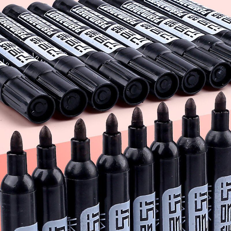 Caneta marcador de tinta permanente óleo, à prova d'água preto para pneus, secagem rápida, assinatura, suprimentos de papelaria, peças