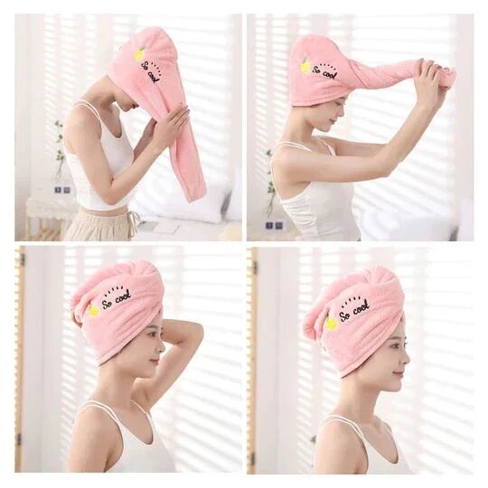 Magic Microfiber Hair Drying Towel Super Absorbent Hair Dry Wrap with Button Soft Bath Shower Cap Lady Turban Head