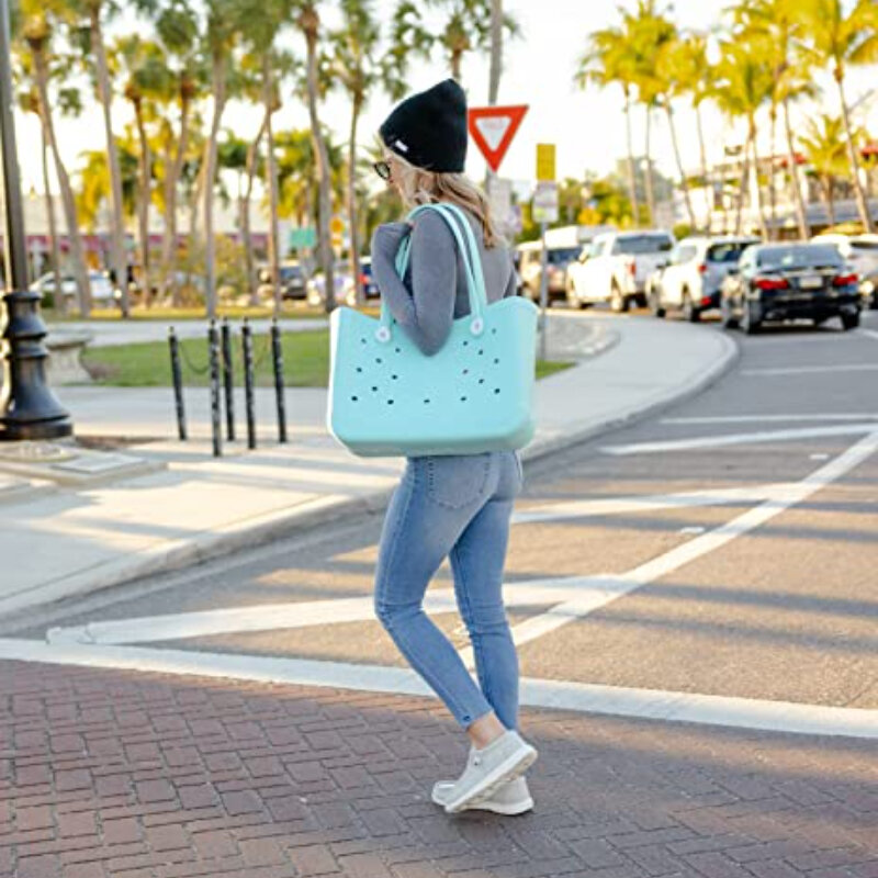 새로운 패션 야외 중공 실리콘 대형 EVA 비치 가방 여름 여성 EVA 바구니 여성 야외 여행 핸드백 저장 가방