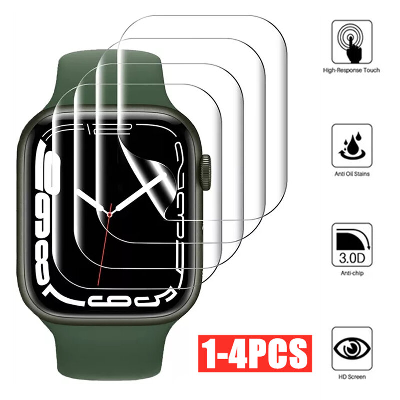 Гидрогелевая пленка для Apple Watch 1-4 шт., защитные пленки для Apple Watch серии 7, 6, SE, 5, 4, 3, 2, 1, 8, 38 мм, 42 мм, 45 мм, 41 мм, 40 мм, 44 мм