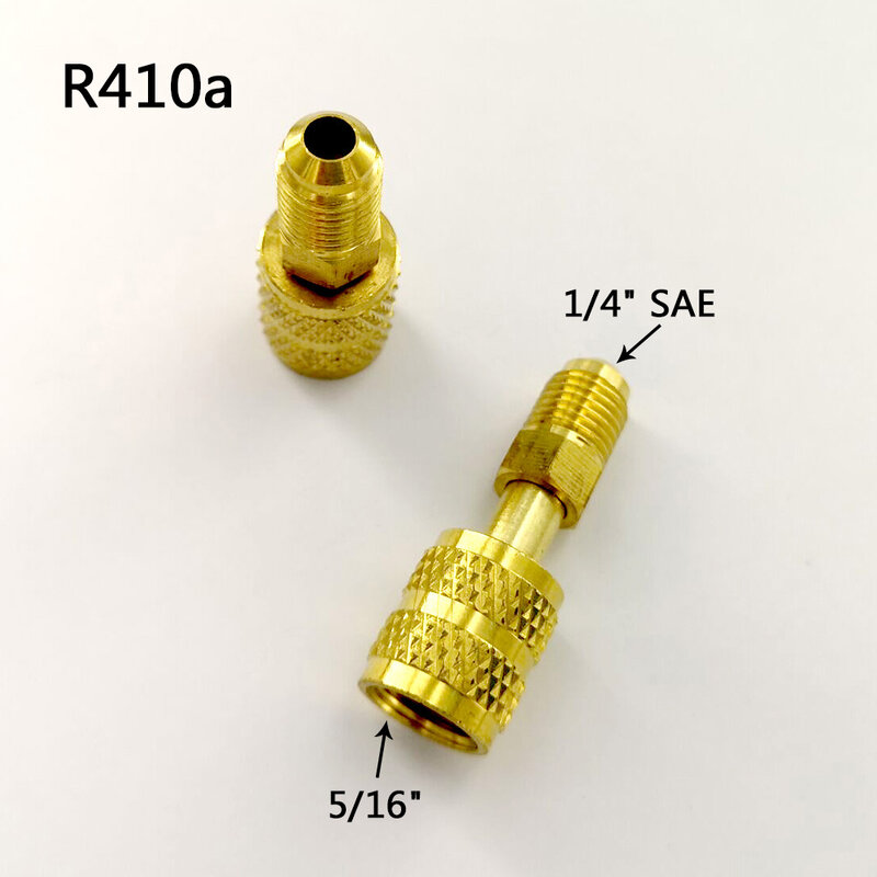 Adaptador de conexión de latón R410a, adaptador hembra SAE macho de 5/16 "y 1/4", para refrigerante R22, 2 piezas