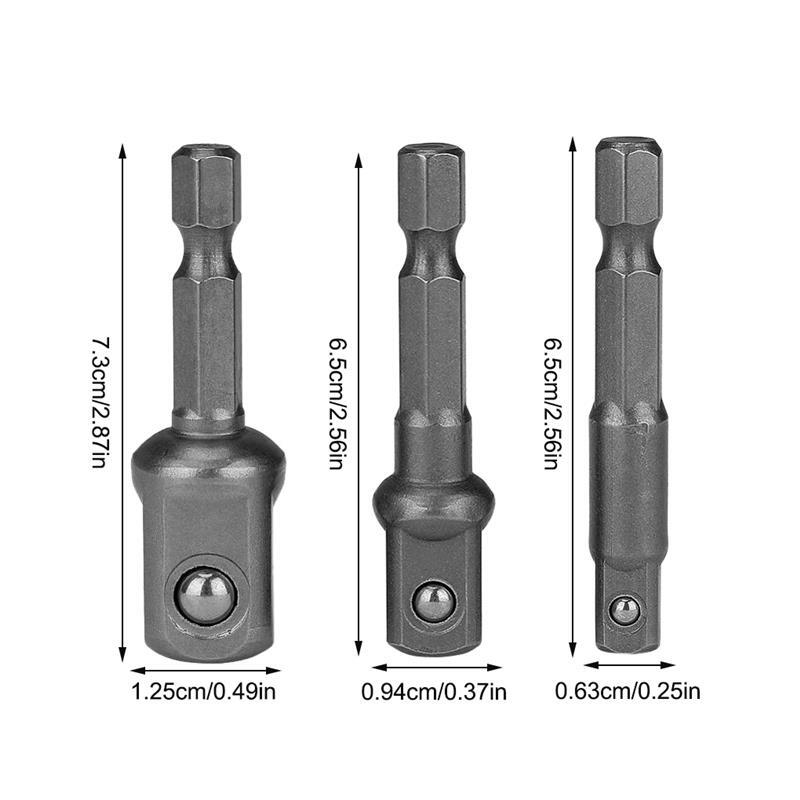 3 개/대/세트 소켓 어댑터 전기 공압 임팩트 렌치 변환기 확장 회전 도구 목공 용품 드릴 비트