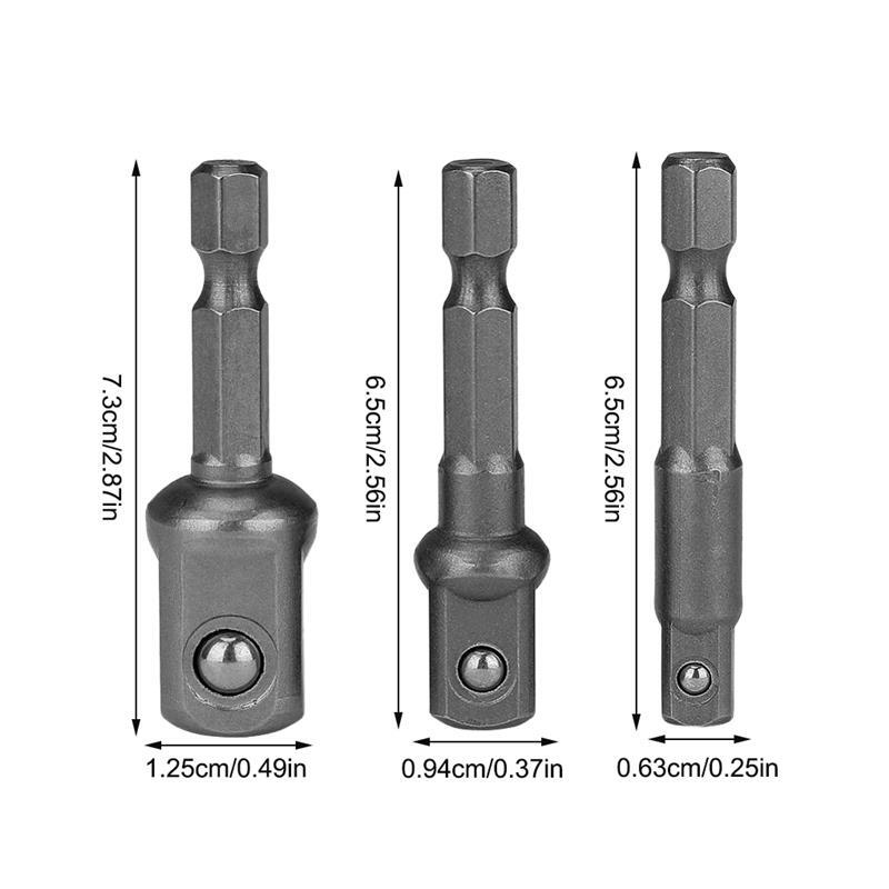 3 peças/set soquete adaptadores elétrica pneumática chave de impacto conversor extensões ferramenta rotativa suprimentos carpintaria broca