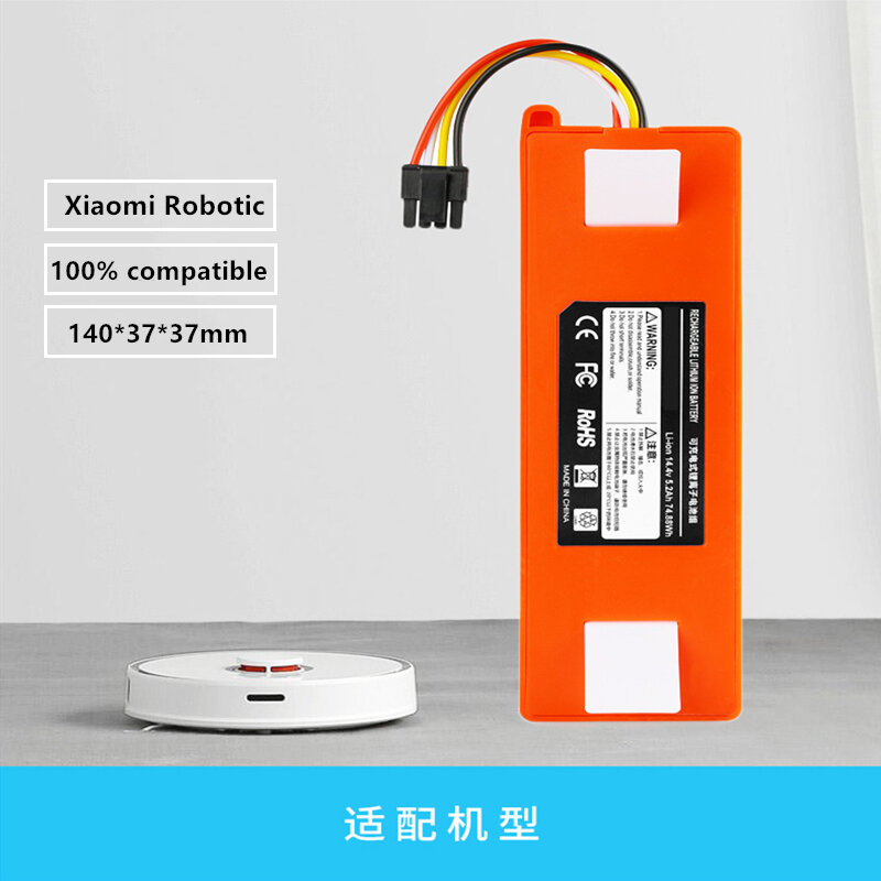 100% NEW 9800MAh 14.4V 6.5Ah Li-Ion แบตเตอรี่เครื่องดูดฝุ่นสำหรับ Xiaomi Mi Robot หุ่นยนต์ทำความสะอาด Roborock S50 s51 T4