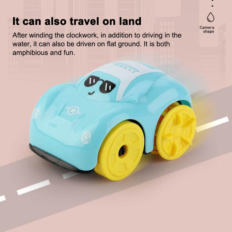 Mainan Mandi Anak-anak Bermain Air ABS Jam Mobil Kartun Kendaraan Mainan Mandi Bayi Hadiah Anak-anak Mobil Amfibi Mainan Apung Kamar Mandi