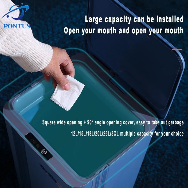 12-20l lata de lixo de indução automática inteligente lata de lixo elétrica toque resíduos escaninhos cozinha sala de estar lixo pode desperdiçar cesta de papel