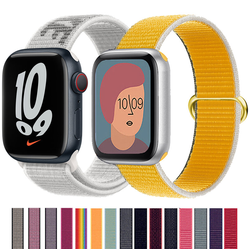 Correa de nailon para Apple Watch, banda de 45mm, 44mm, 42mm, 40mm, 41mm, 38mm, pulsera para Iwatch Series 7, 6, 5, SE, accesorios