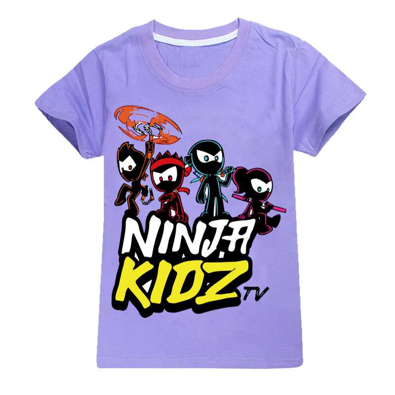 NINJA KIDZ Kids Cotton Cartoon Tees 2022 New Summer Boys Girls Short Sleeve T-Shirt Tops Children Costume Cosplay Clothes