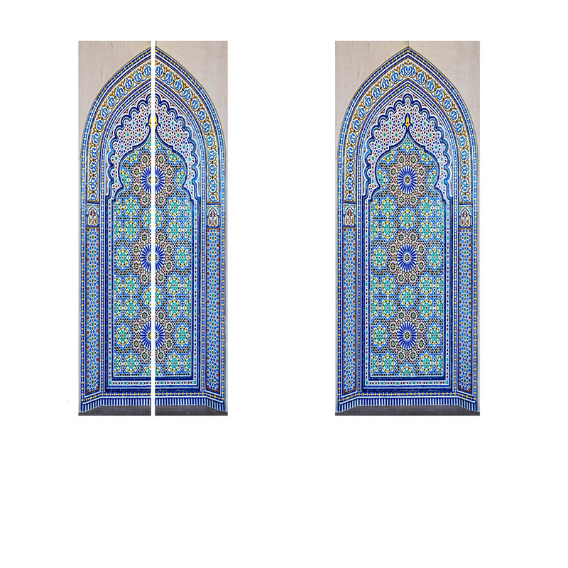 أنماط مسلم إطار الباب ملصقات الباب ذاتية اللصق خلفية الفن جدارية غرفة المعيشة غرفة نوم الحمام الشرفة ملصقات ديكور المنزل