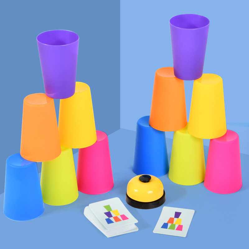 Concentração educação precoce educacional das crianças empilhando copos competitivos empilhando copos pensando lógica jogo de treinamento brinquedos