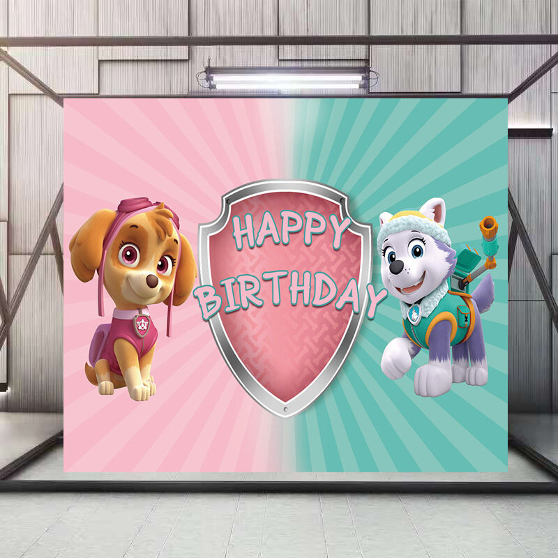 犬のパトロール生地,子供の誕生日パーティー,漫画のテーマ,150x210cm