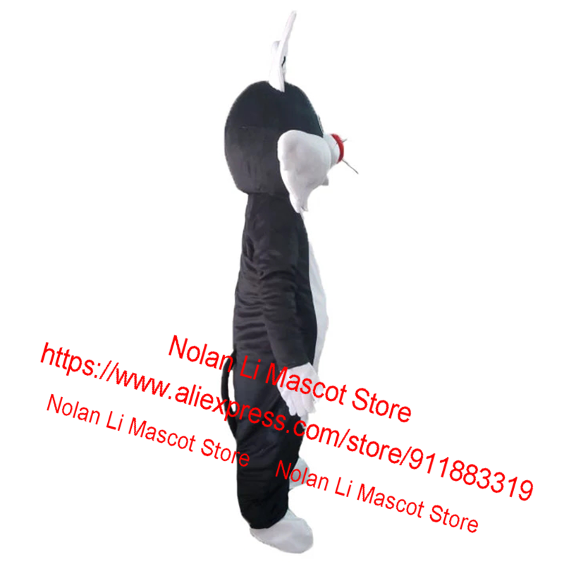 Disfraz de Mascota de gato blanco y negro personalizado, vestido de lujo para fiesta de cumpleaños, juego de rol para adultos, regalo de Carnaval de Halloween, 828