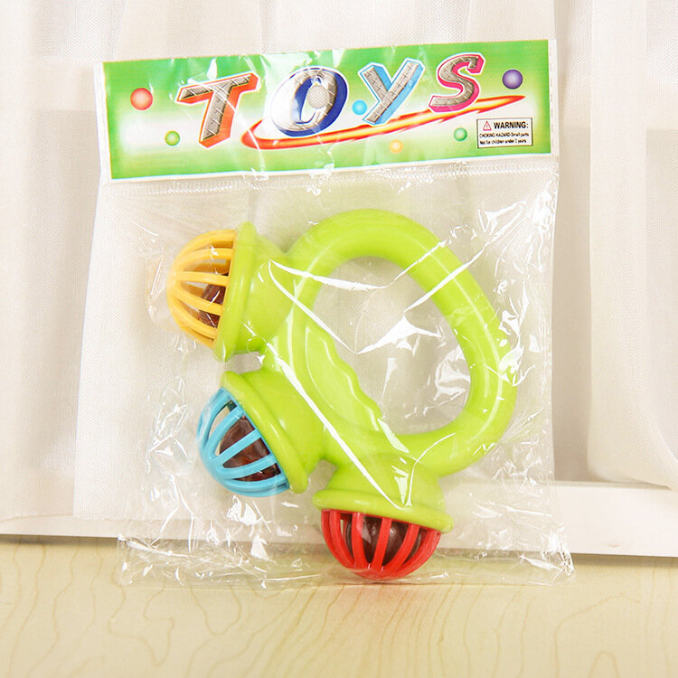 Infants and toddlers soothe the rattle 0-3 years old ringing hand-shaking color 3 bells change plastic cute hand rattle