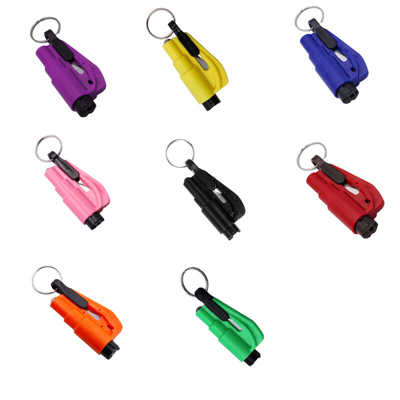 3 in 1 Portable Car Emergency Escape Rescue Tool Multifunctional Car Key Ring Seat Belt Cutter Escape Hammer Escape Tools
