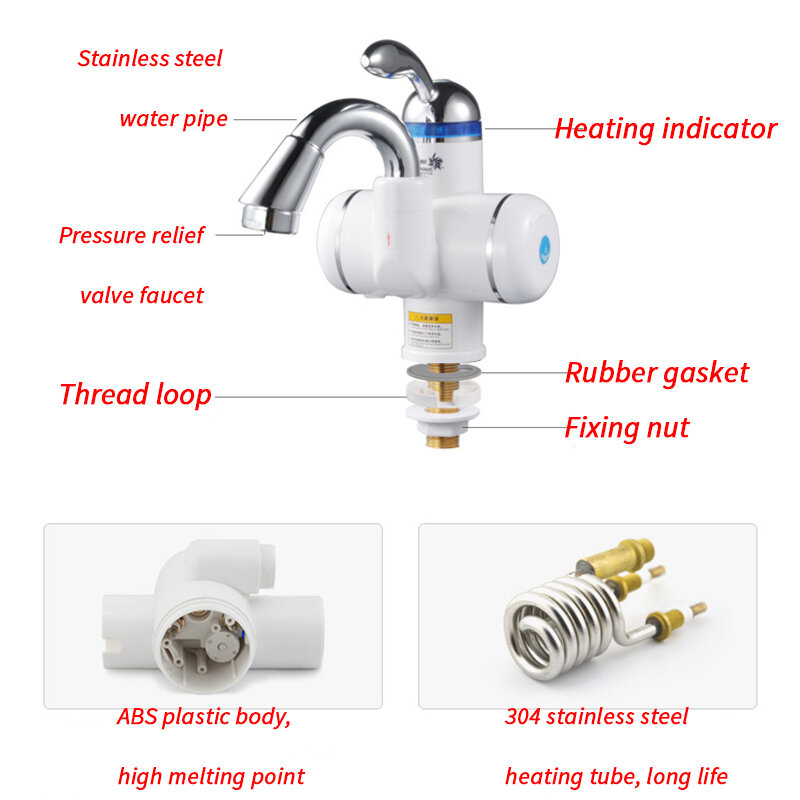 Kbxstart 220V-温水蛇口,小さいサイズのバスルーム用電気温水器,給湯器,180回転タップ