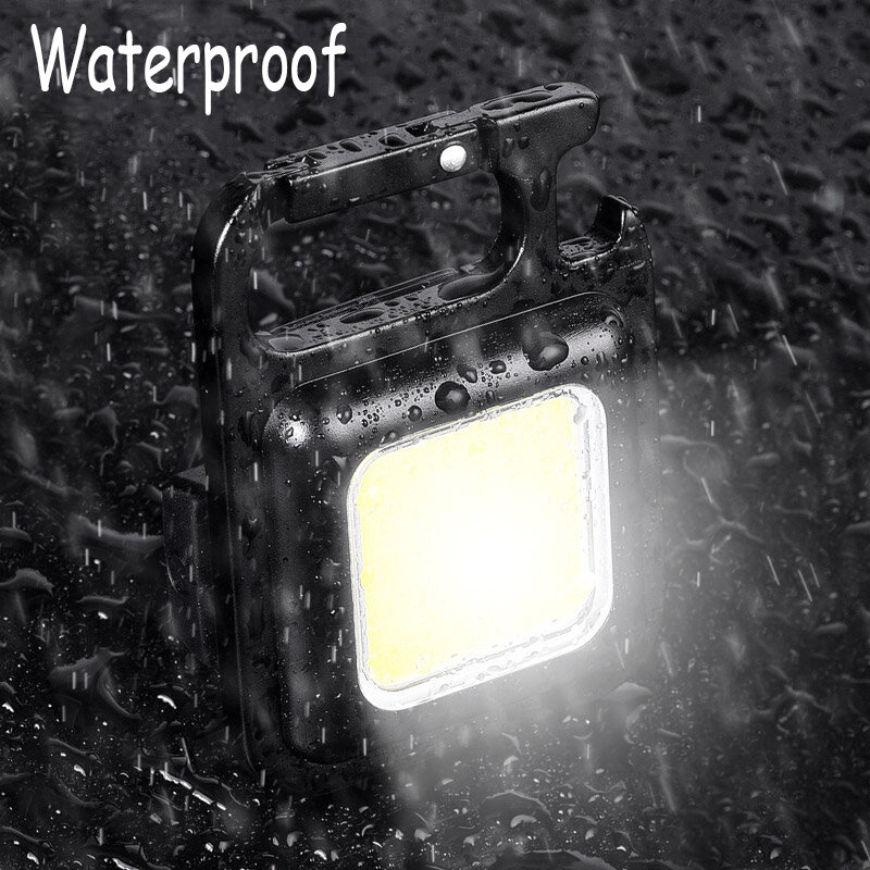 Mini LED Light ไฟฉายพกพาแบบพกพา USB ชาร์จ Key โคมไฟแคมป์นอกเดินป่า COB โคมไฟตกปลา